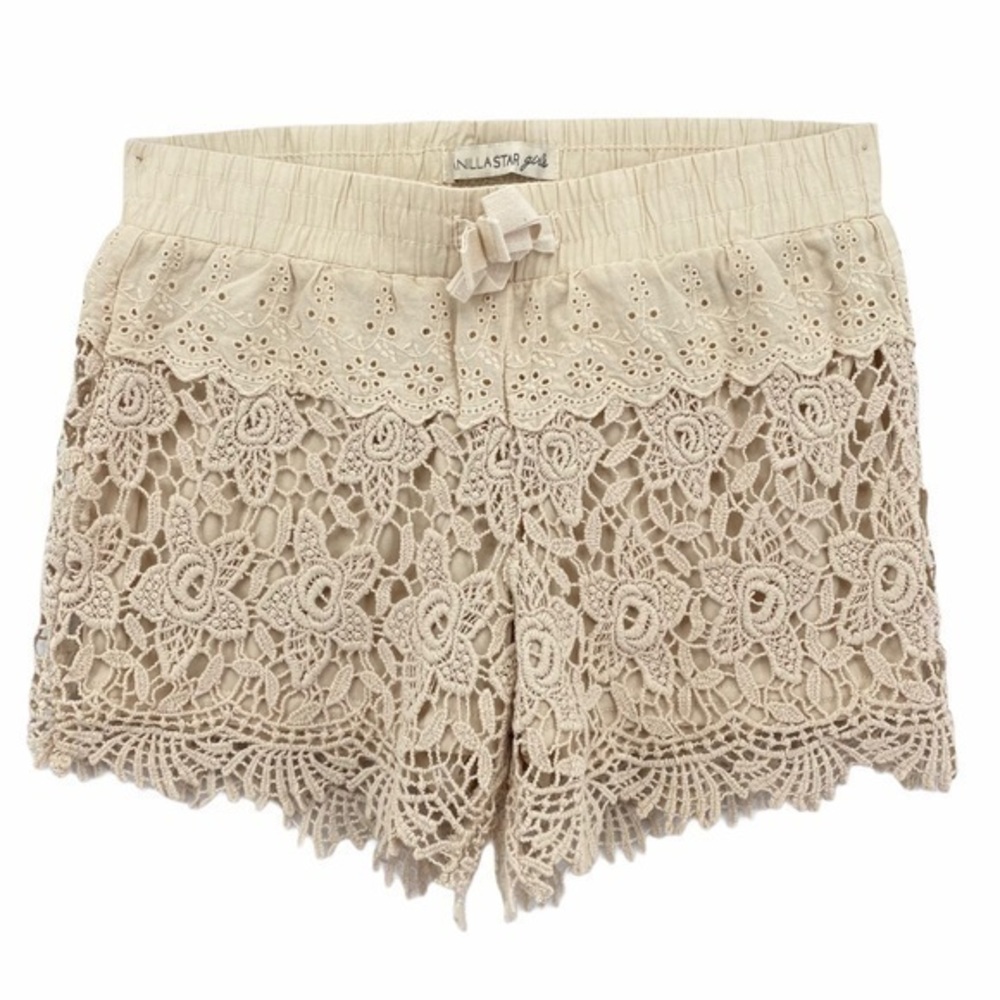 Vanilla Star Girls Lace Eyelet Scalloped Shorts